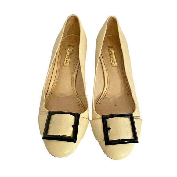 Louise Et Cie White Leather Shoes Classic Mid Heel Pumps US Size 8M Career Wear - Picture 2 of 9